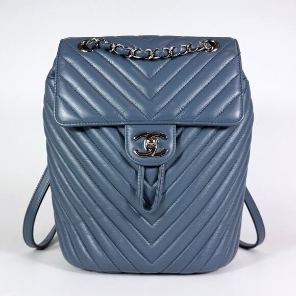 Chanel Chevron Small Urban Spirit Backpack Blue - Picture 3 of 16
